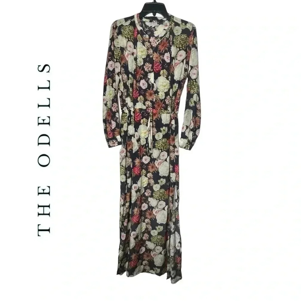 1666. ANTHROPOLOGIE THE ODELLS FLORAL PATTERN MULTICOLORED MAXI LENGTH DRESS